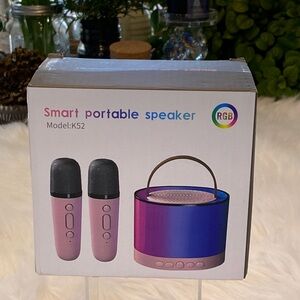 RGB Smart Portable Speaker with Microphones - Blue